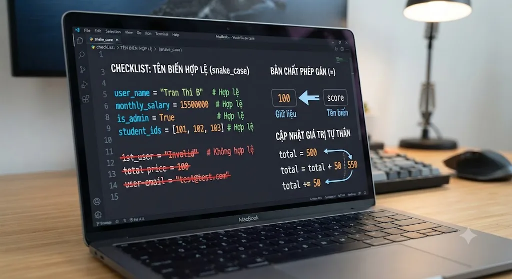 Bí Quyết Đặt Tên Biến Python Chuẩn Chỉnh & Làm Chủ Phép Gán Cho Người Mới Bắt Đầu