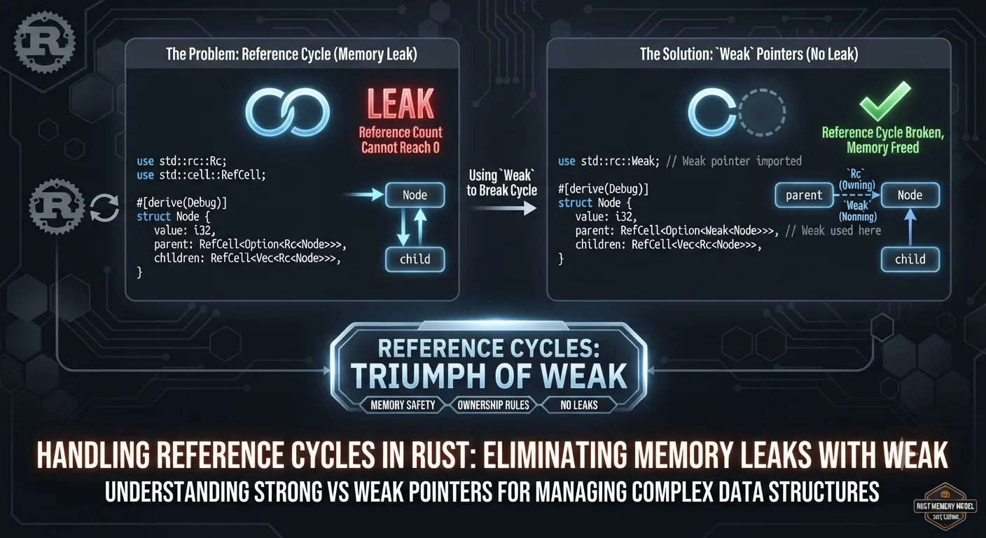 Xử Lý Reference Cycles Trong Rust: Triệt Tiêu Rò Rỉ Bộ Nhớ Bằng Weak