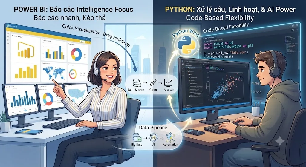Python Phân Tích Dữ Liệu vs. Power BI: Tại Sao Bạn Nên Chọn "Vũ Khí" Python?