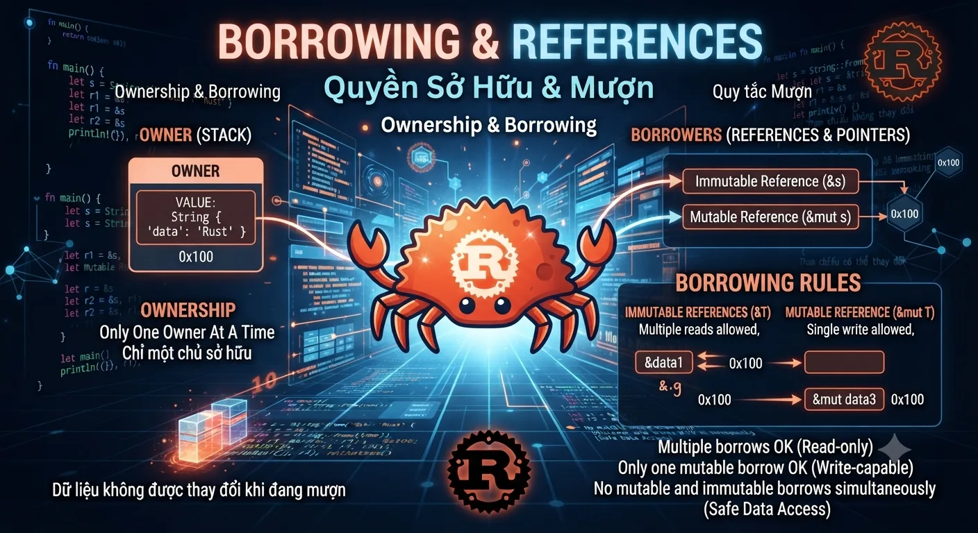 Mượn và Tham Chiếu Trong Rust (Borrowing & References): Nghệ Thuật Chia Sẻ Dữ Liệu An Toàn