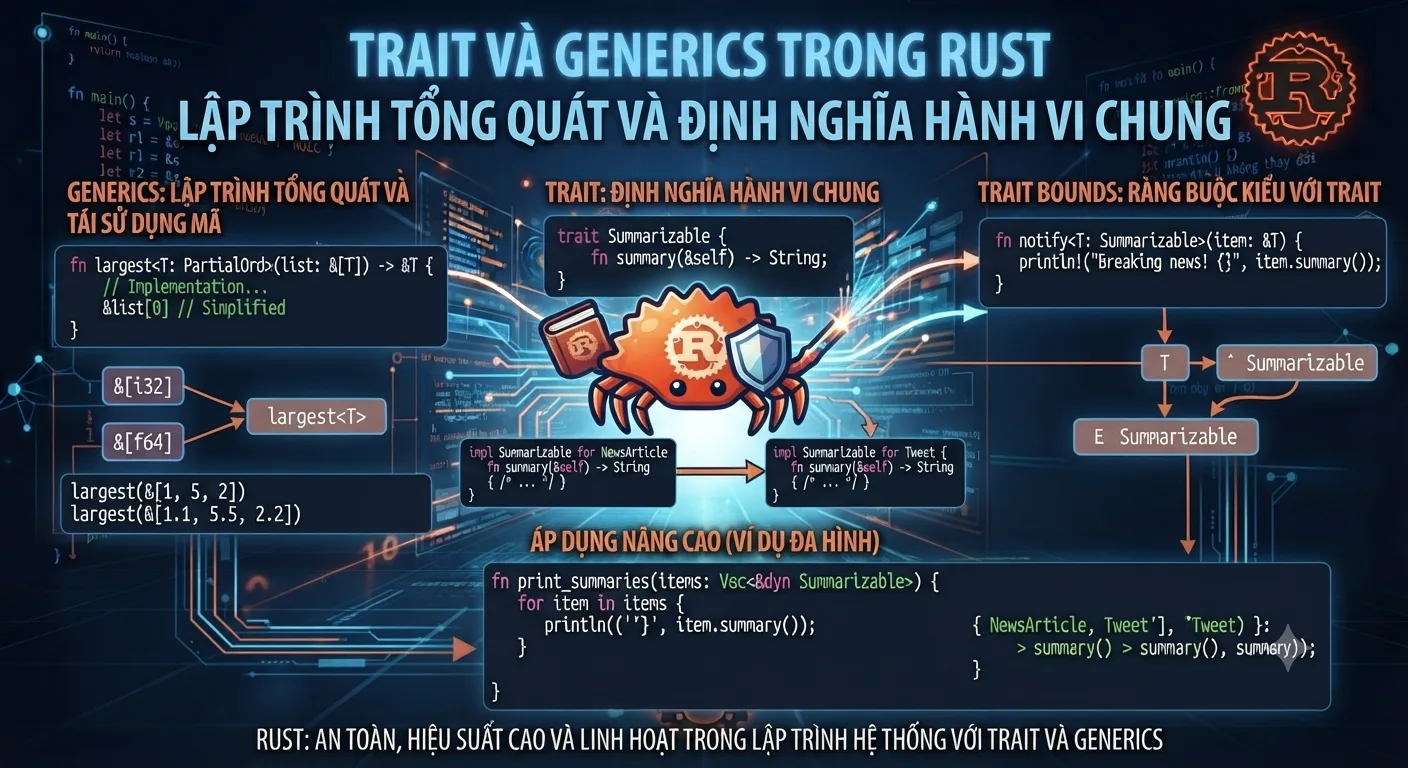 Trait và Generics Trong Rust (Lập Trình Tổng Quát Và Định Nghĩa Hành Vi Chung)