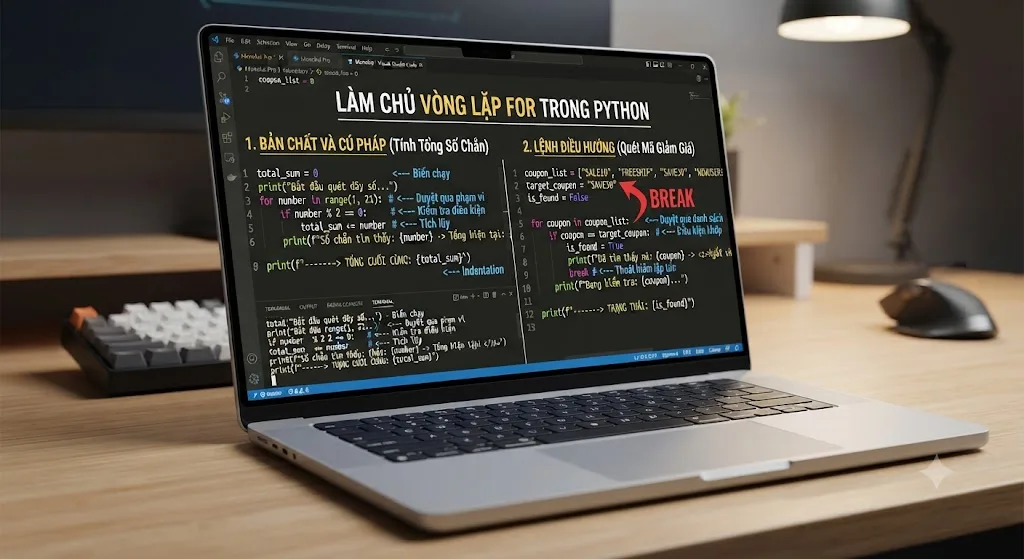 Làm Chủ Vòng Lặp For (for loop) trong Python: Từ Khai Niệm Đến Thực Chiến